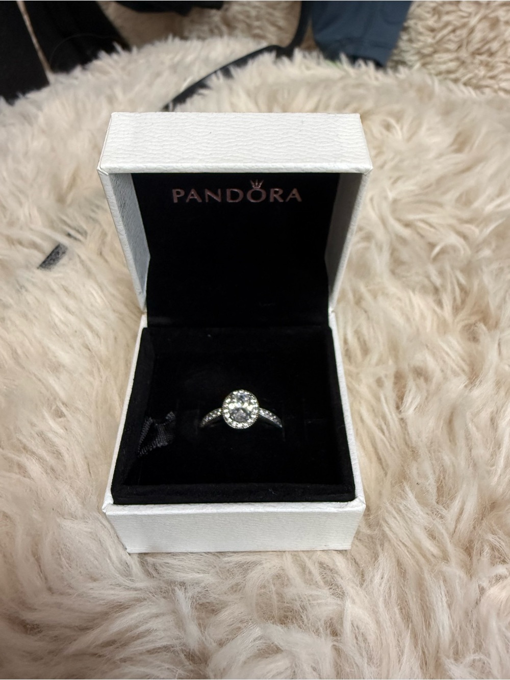 Pandora Silver Clear Halo Ring with Pavé Accents